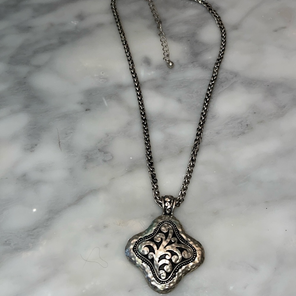 Designer Silver Scroll Pendant Necklace like new!! Discount!!